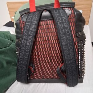 Christian Louboutin Black and Red Spiked Backpack Exporafunk
